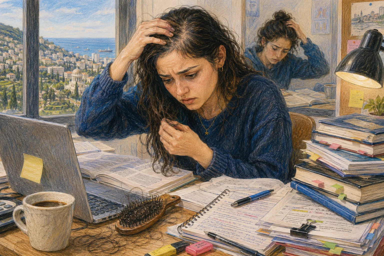 סטודנטים שמתמודדים עם עומס לימודי, עבודות סמינריוניות, עבודות גמר ומבחנים עלולים לשים לב לנשירת שיער, דילול, גרד בקרקפת ועייפות כללית. למה חשוב להתחיל מאבחון ולא מניחושים.